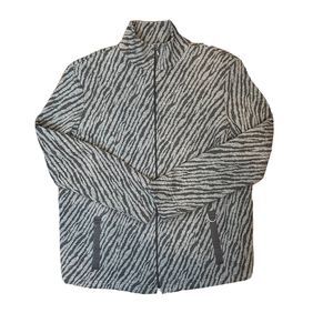 Rafael Sport Jacket 1X Gray Zebra Zip Cardigan Athleisure Top Plus Size XL Women